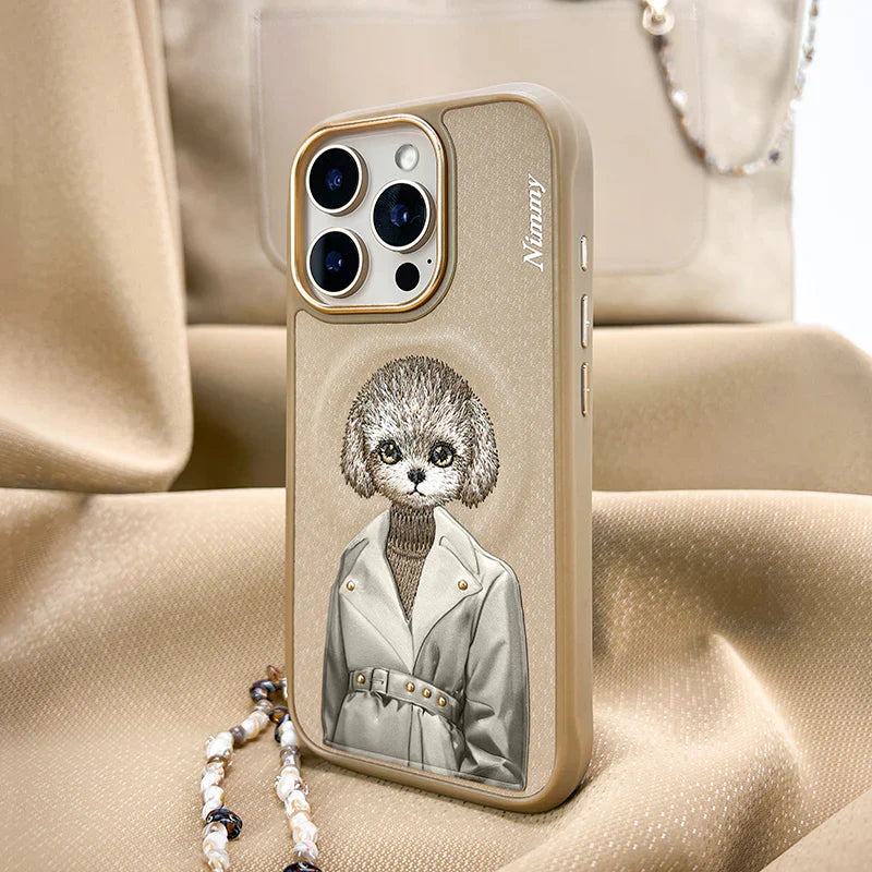 iPhone 16 Pro Max Nimmy Fashion Pets MagSafe Embroidery Case Cover - Brown